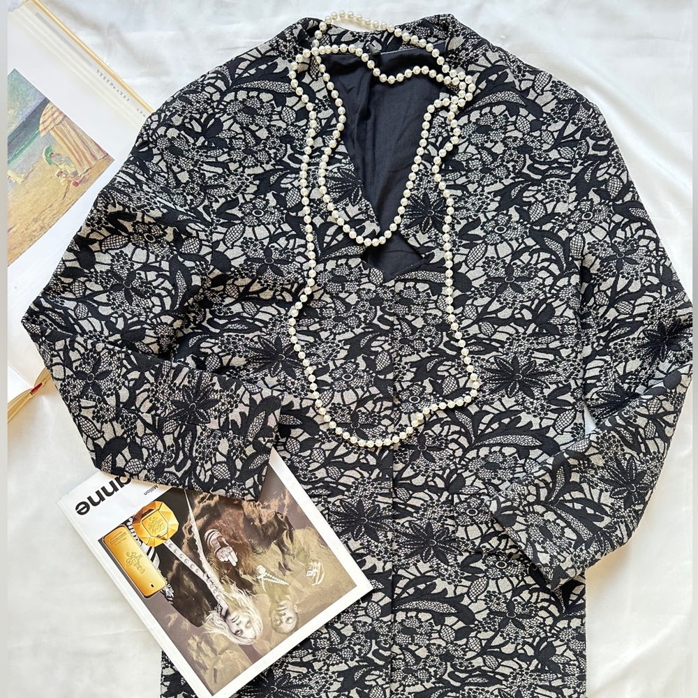 NAF NAF Black and White Floral Blazer